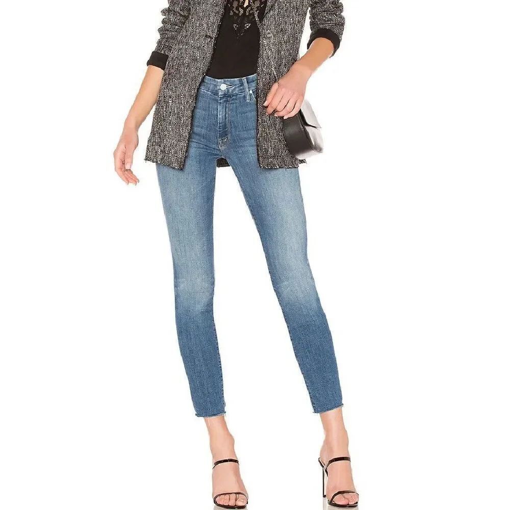 Mother High Waisted Looker Ankle Fray Jeans